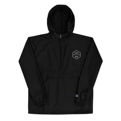 Black Akyno Embroidered Champion Collaboration Akyno Packable Jacket Lost At Sea